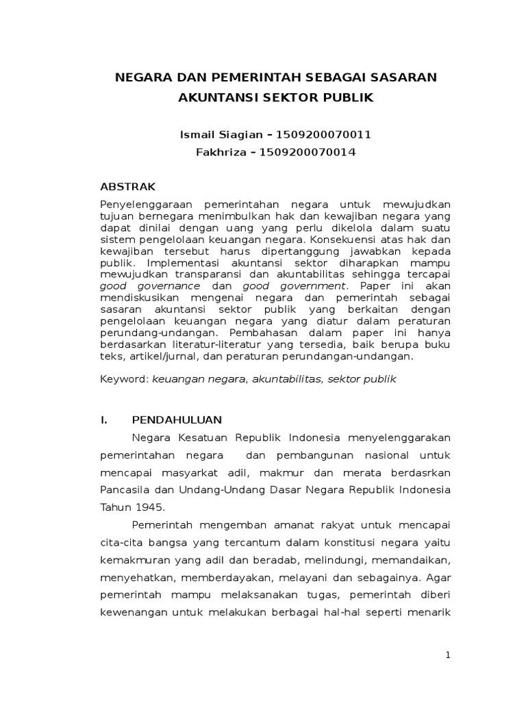 Negara Dan Pemerintah Sebagai Sasaran Akuntansi Sektor Publik