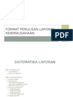 Format Penulisan Laporan Kewirausahaan