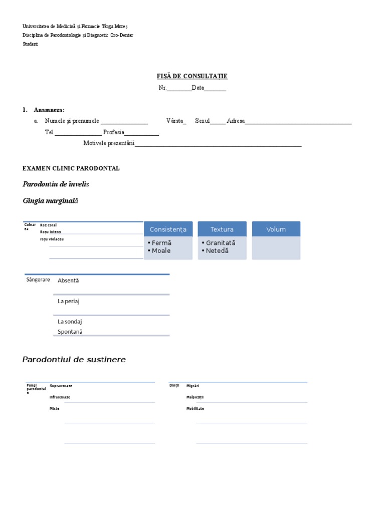 Fisa Parodontala Noua | PDF