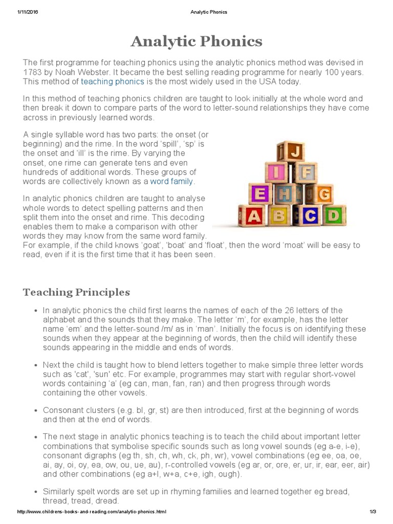Analytic Phonics | Phonics | Syllable