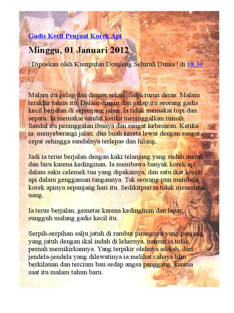 Gadis Kecil Penjual Korek API | PDF