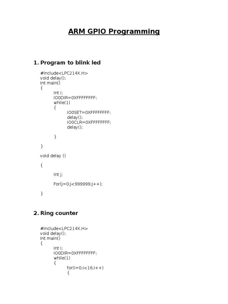 ARM GPIO Programming Guide | PDF | Computers | Technology & Engineering