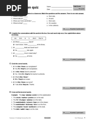 Touchstone 1 Unit 2 Written Quiz