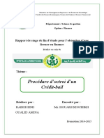 Rapport de Stage - Procédure D'octroi D'un Crédit-Bail - Cas de La Banque BADR Oran Algérie