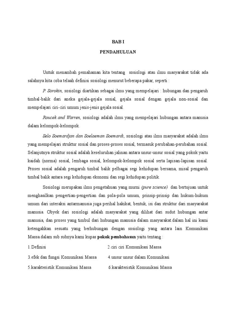 Makalah Sosiologi Komunikasi Massa