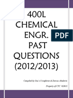 400L Chemical Engr. Past Questions (2012/2013)