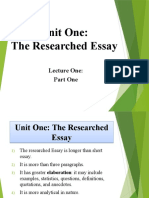 Researched Essay - Part I