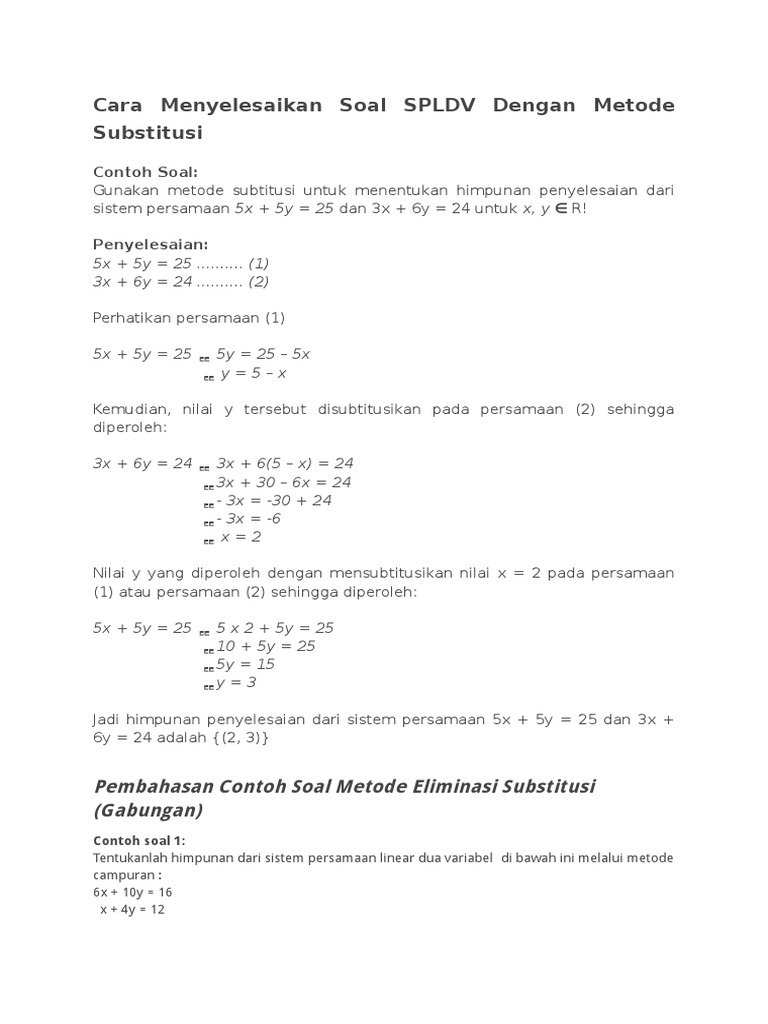 27++ Contoh Soal Spldv Dalam Bentuk Cerita Dan Penyelesaiannya