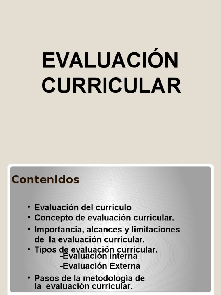 Evaluacion Curricular | PDF | Evaluación | Plan de estudios
