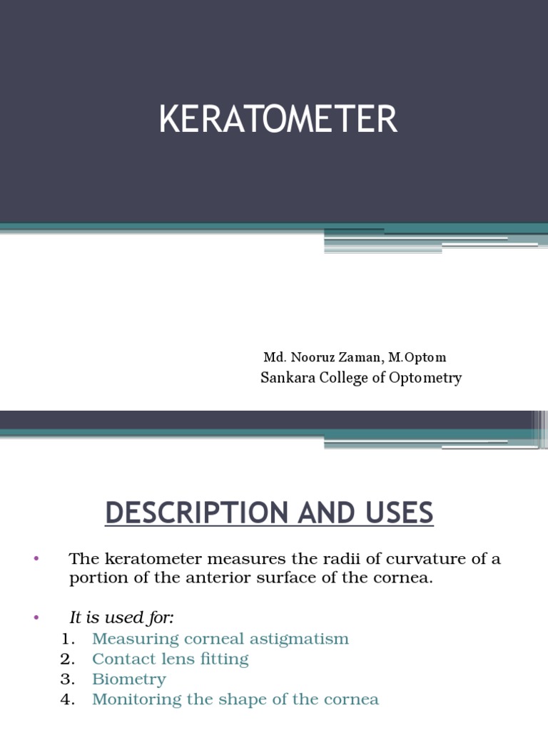 Keratometer PDF Lens (Optics) Cornea