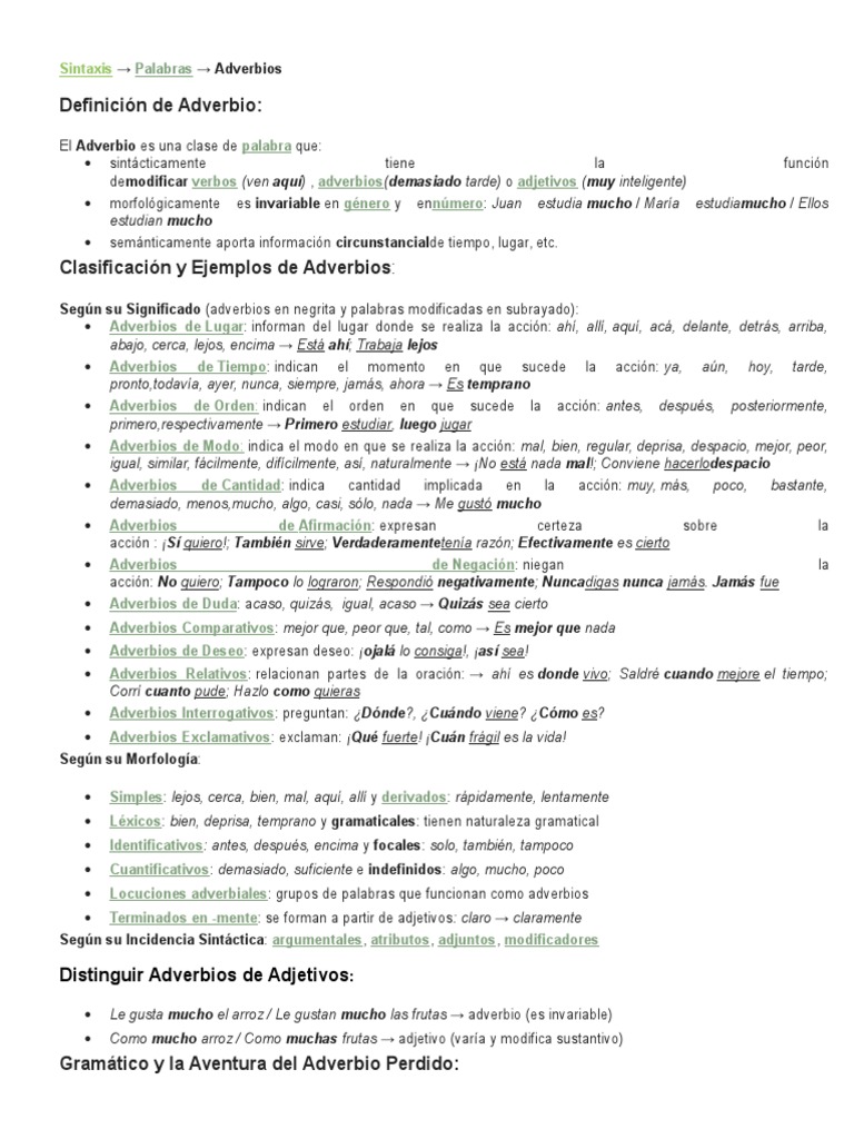 Definición y Tipos de Adverbios | PDF | Adverbio | Voz humana