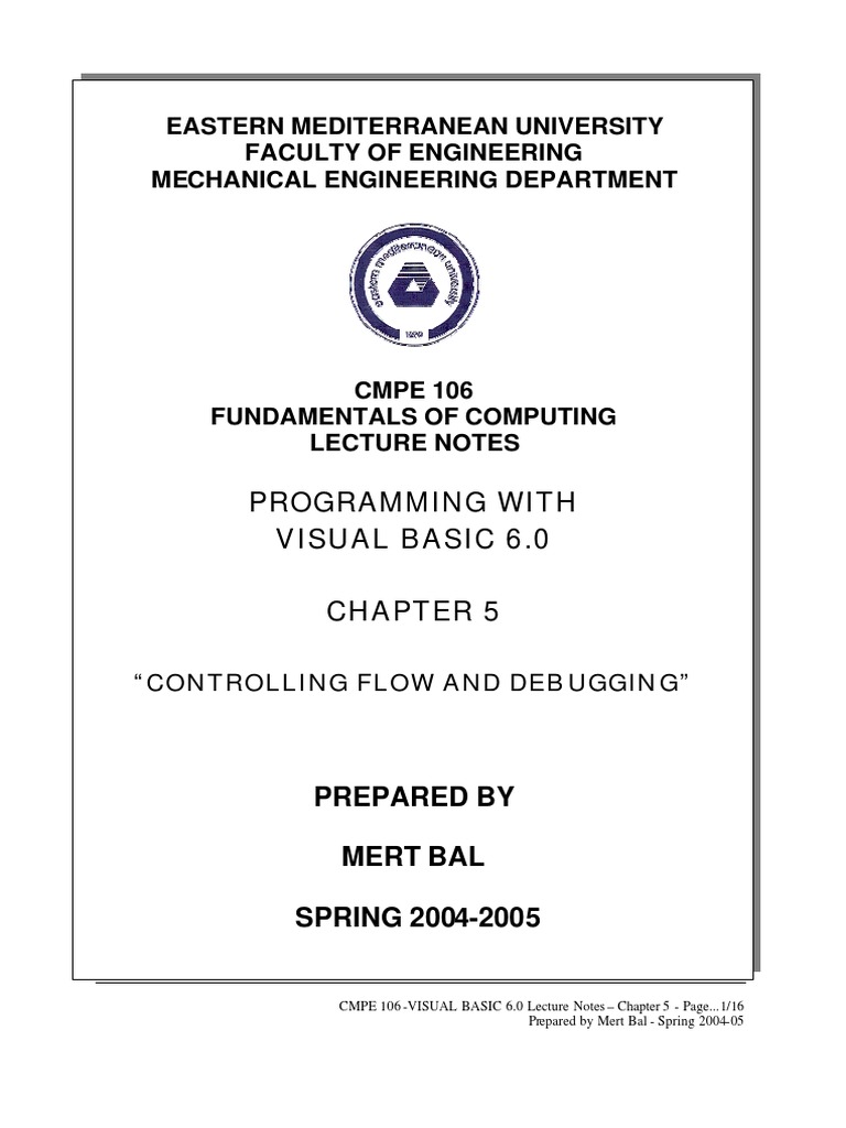 Programming With Visual Basic Chapter 5 | PDF | Control Flow | Computer ...
