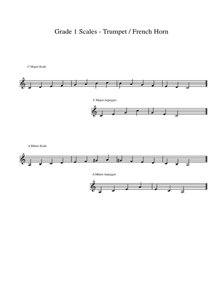 G1 Scales - Trumpet | PDF | Elements Of Music | Music Theory