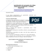 MODELO - QUESTIONÁRIO - Pesquisa de Clima Organizacional para Pequenas e Médias Empresas (Administração e Gestão)