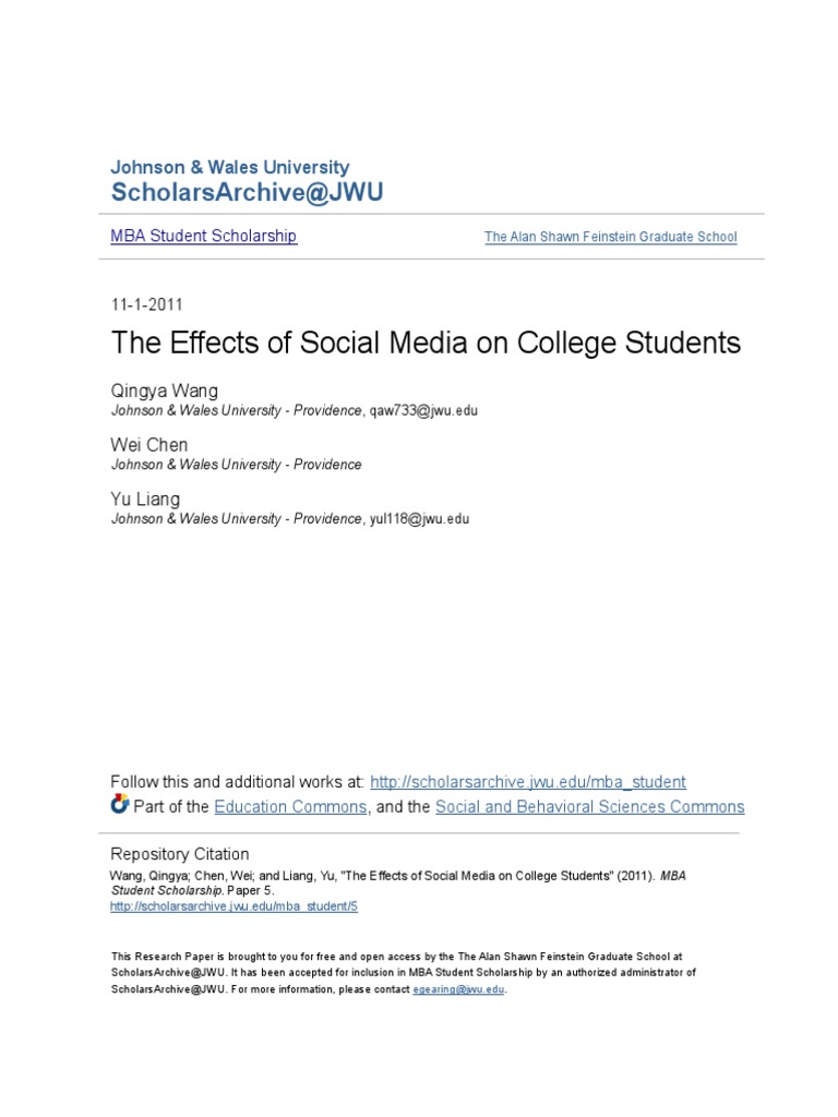 Social Media's Impact on College Students | PDF | Social Media ...