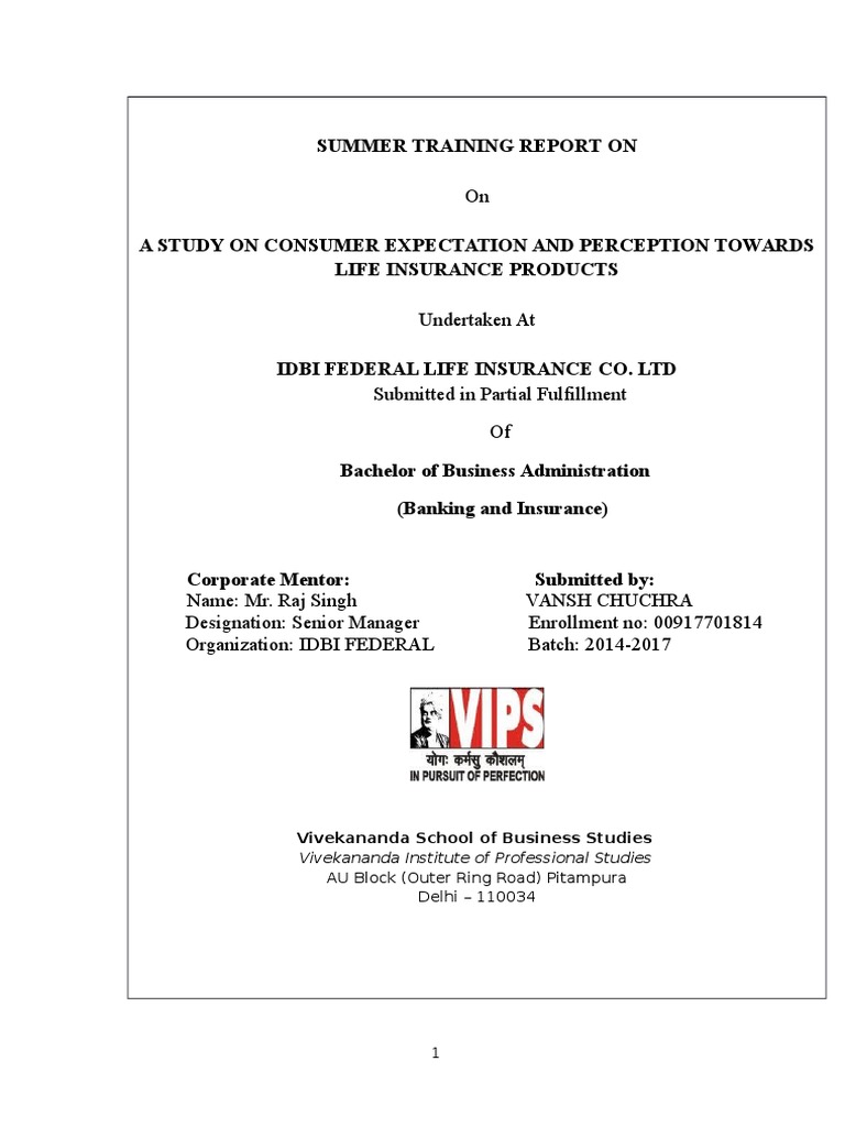 IDBI Project PDF Consumer Behaviour Insurance