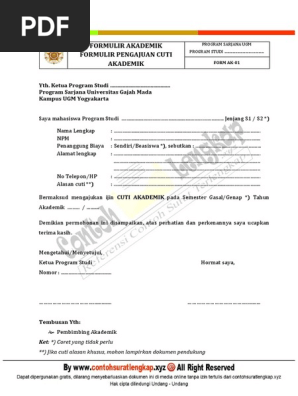 Contoh Surat Permohonan Cuti Kuliah