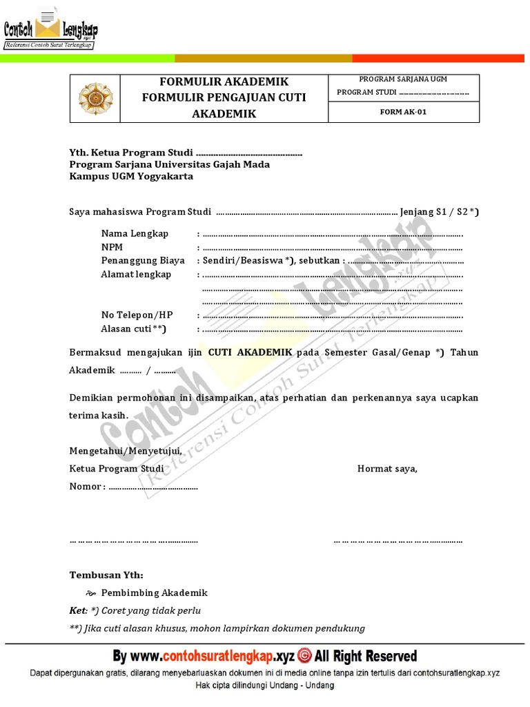 Contoh Surat Keterangan Cuti Kumpulan Ilmu Dan Pengetahuan