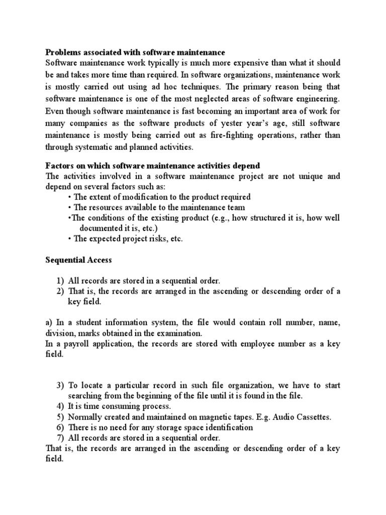 Problems Associated With Software Maintenance | PDF | Database Index ...