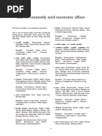 List of Commonly Used Taxonomic Affixes