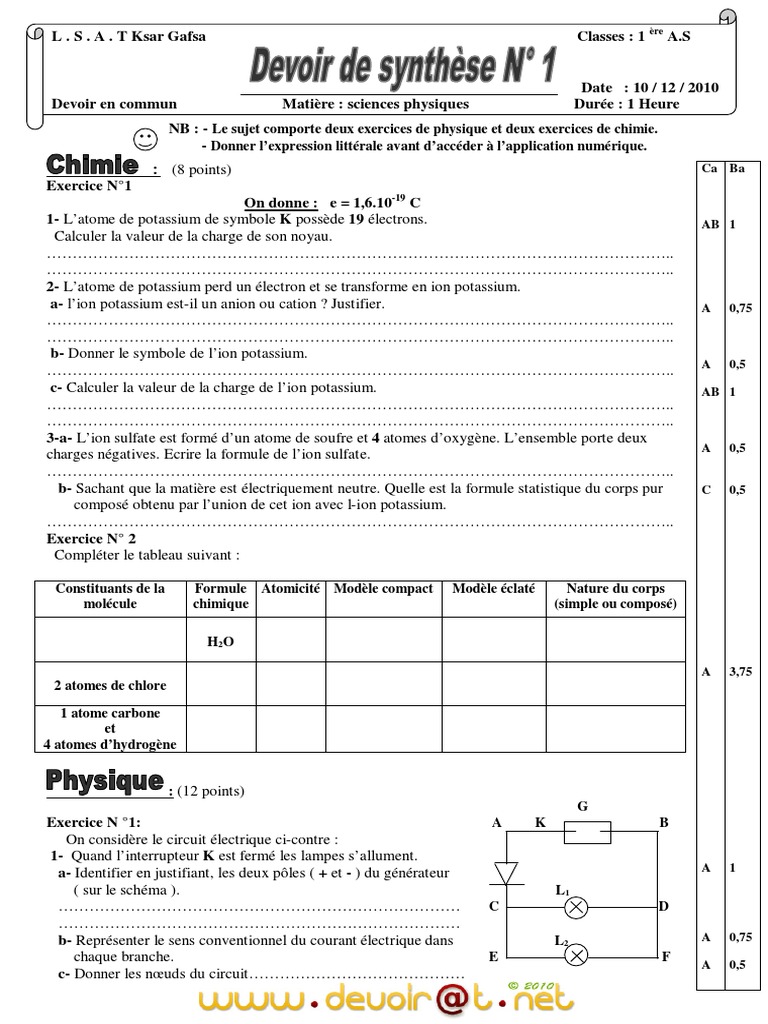 Physique Chimie Hachette 1ere Corrigé Pdf