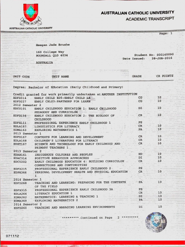 Academic Transcript | PDF | Further Education | Teaching And Learning