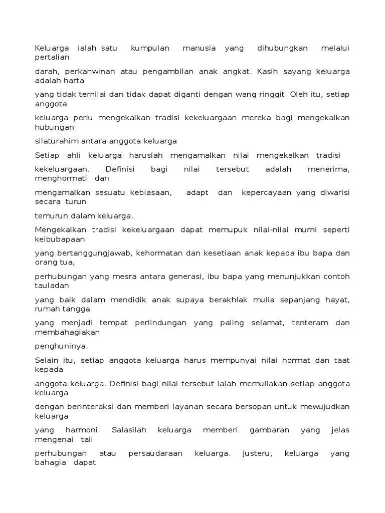 Keluarga Ialah Satu Kumpulan Manusia Yang Dihubungkan Melalui Pertalian ...