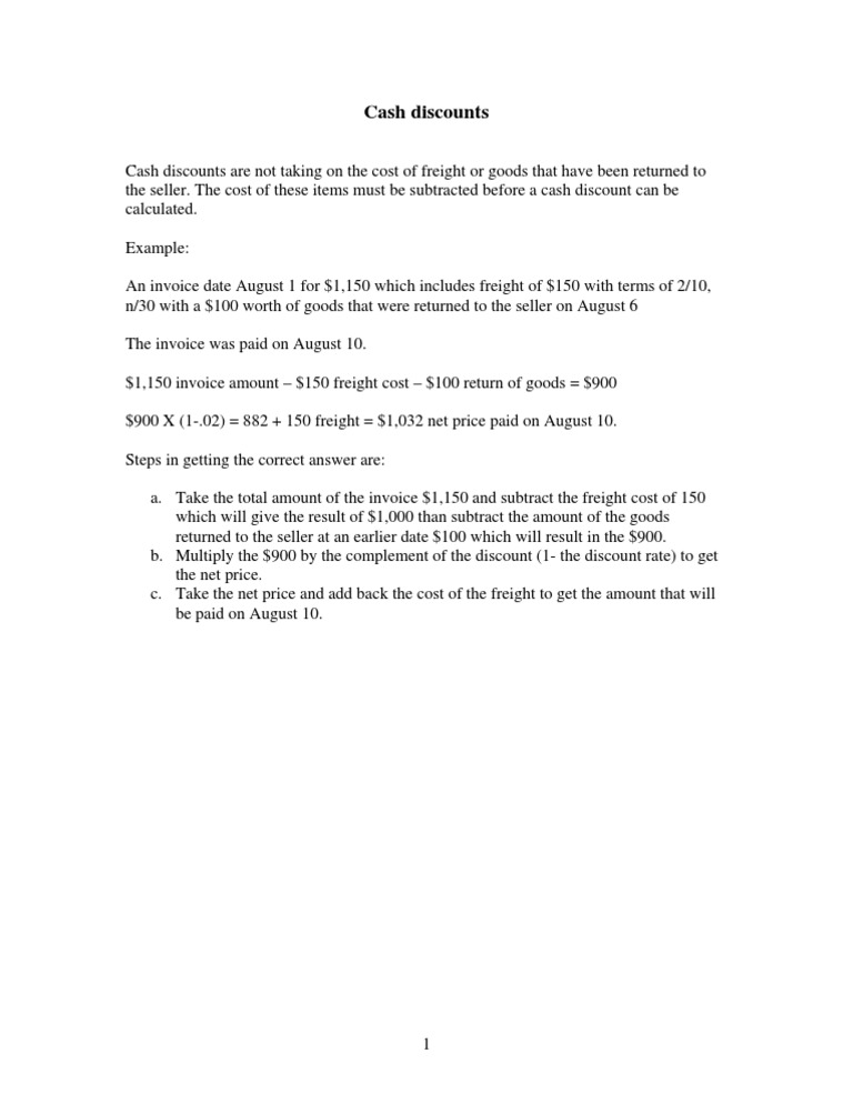 Calculating Cash Discounts Explained | PDF