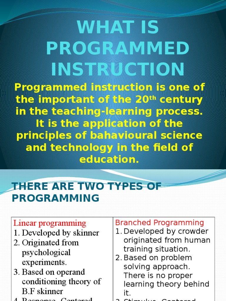 What Is Programmed Instruction