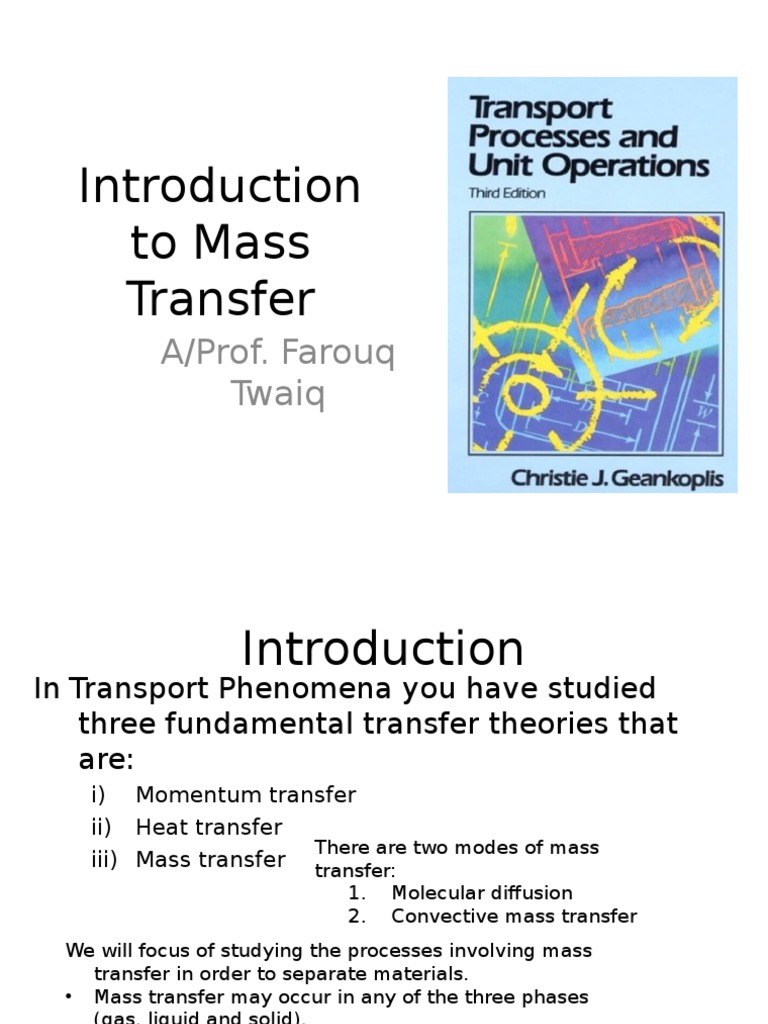 Introduction to Mass Transfer Concepts | PDF | Diffusion | Chemistry