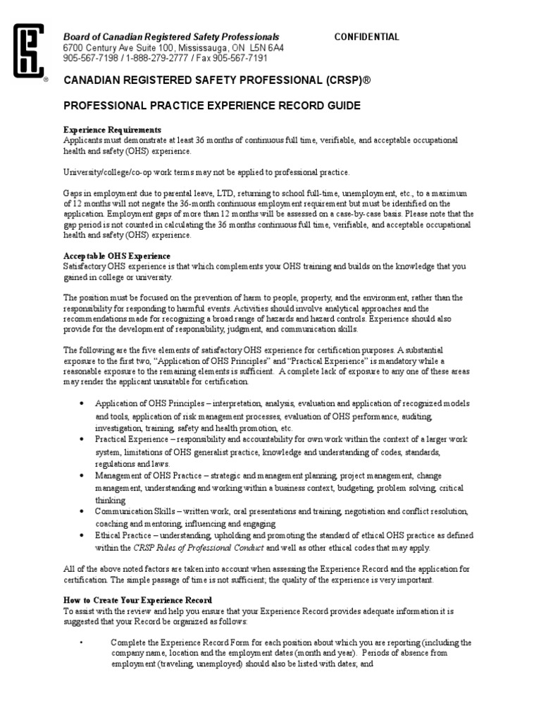 Doc.34-03a Professional Practice Experience Form 2017 | PDF ...