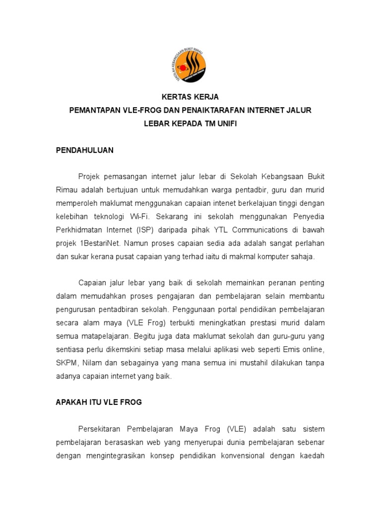 Kertas Kerja Mohon Unifi Skbr Pdf