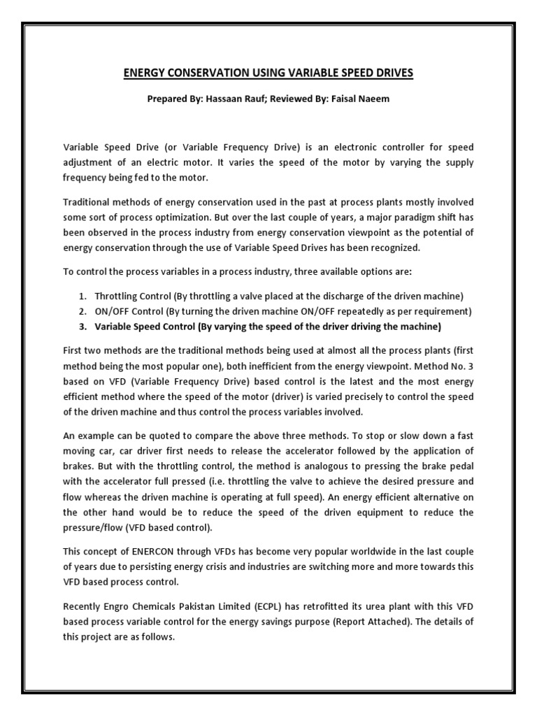 Energy Savings with Variable Speed Drives | PDF | Throttle | Physical ...