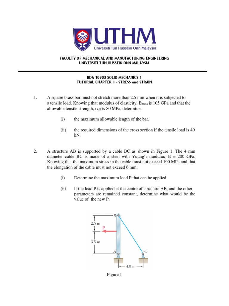 Solid Mechanics 1: Stress and Strain Tutorial | PDF | Ultimate Tensile ...