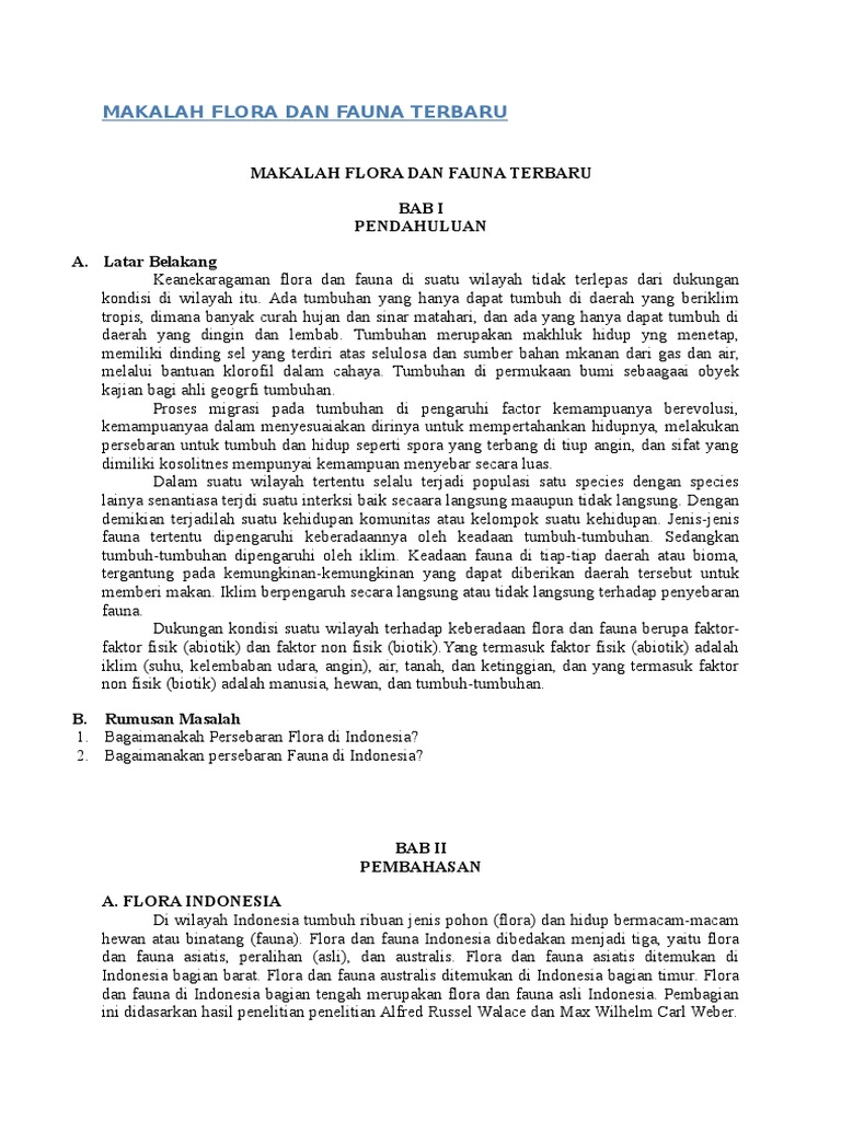 Makalah Flora Dan Fauna Terbaru