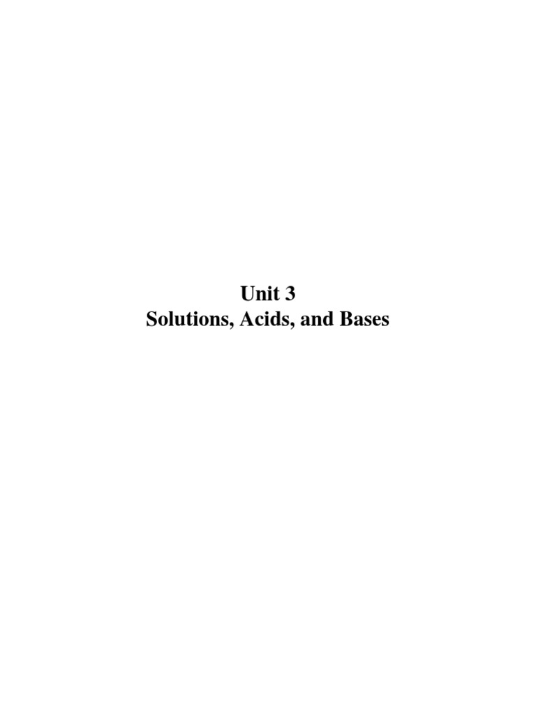 Unit 3 Solutions Acids and Bases PDF | PDF | Acid | Dissociation ...