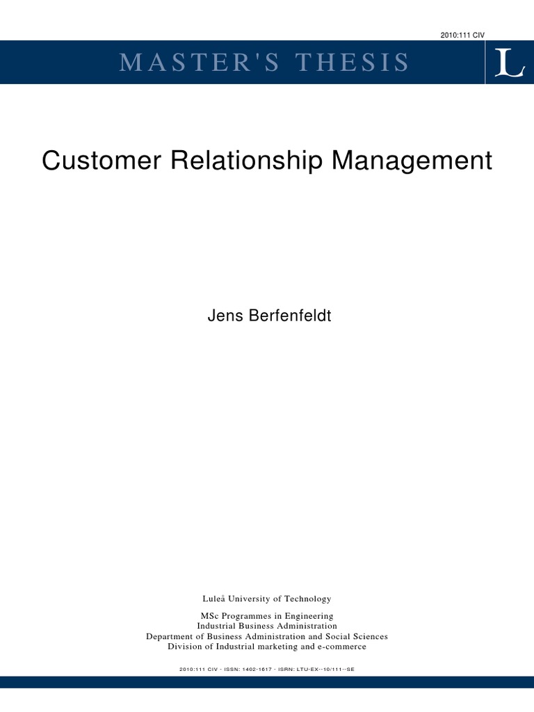 Master thesis on customer service