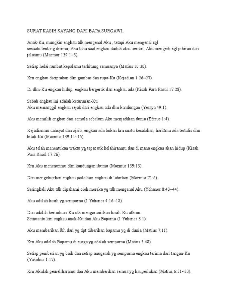 Surat Kasih Sayang Dari Bapa Surgawi Pdf