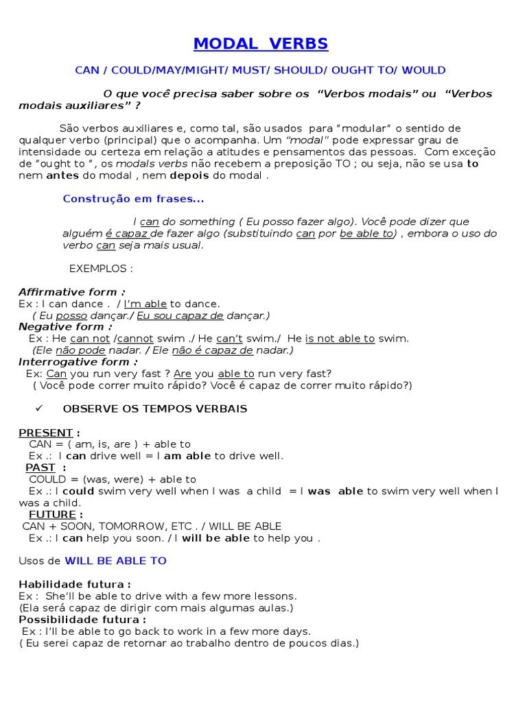 Modal Verbs And Future Pdf Tipologia Linguística Morfologia