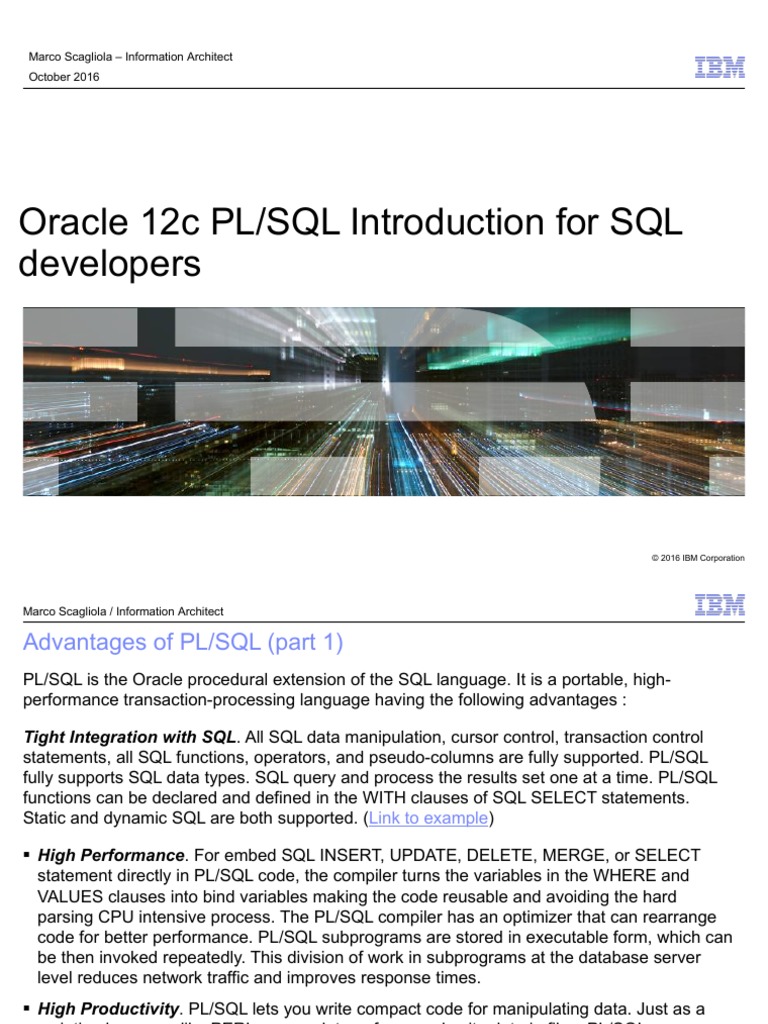 Oracle 12c PL_SQL Tutorial for Developers | Pl/Sql | Sql
