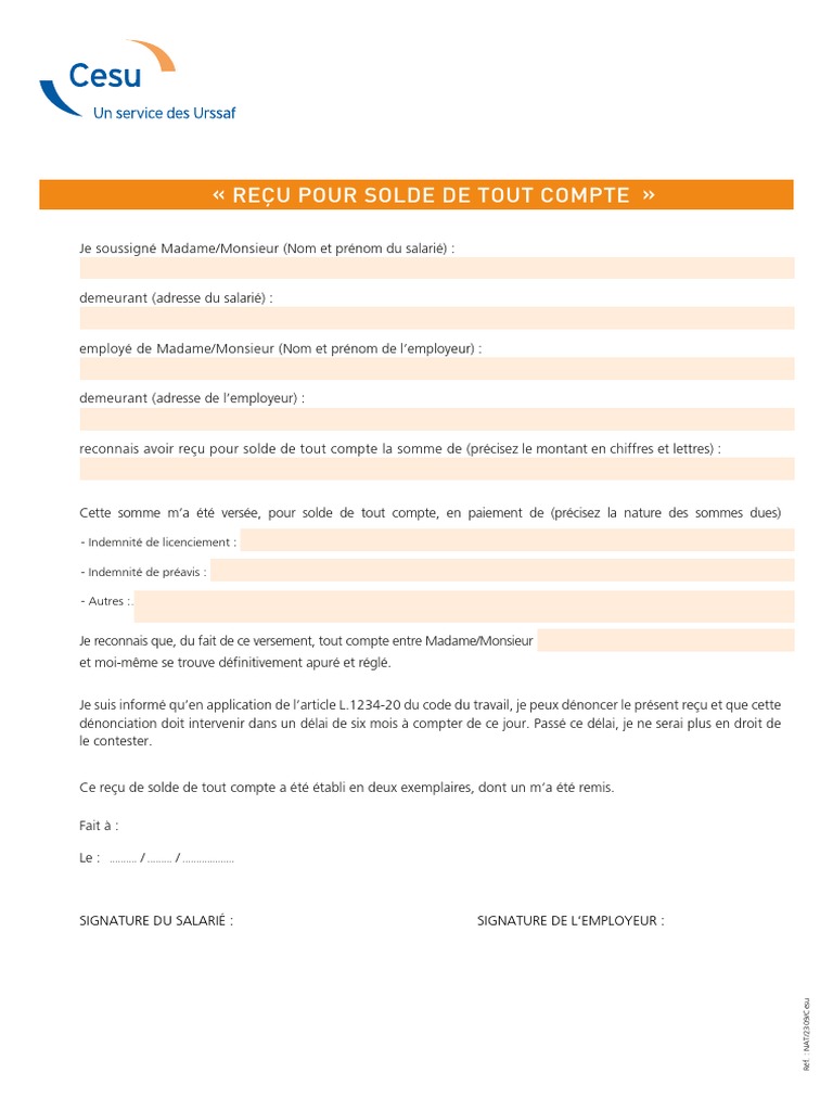 Modele Solde Tout Compte