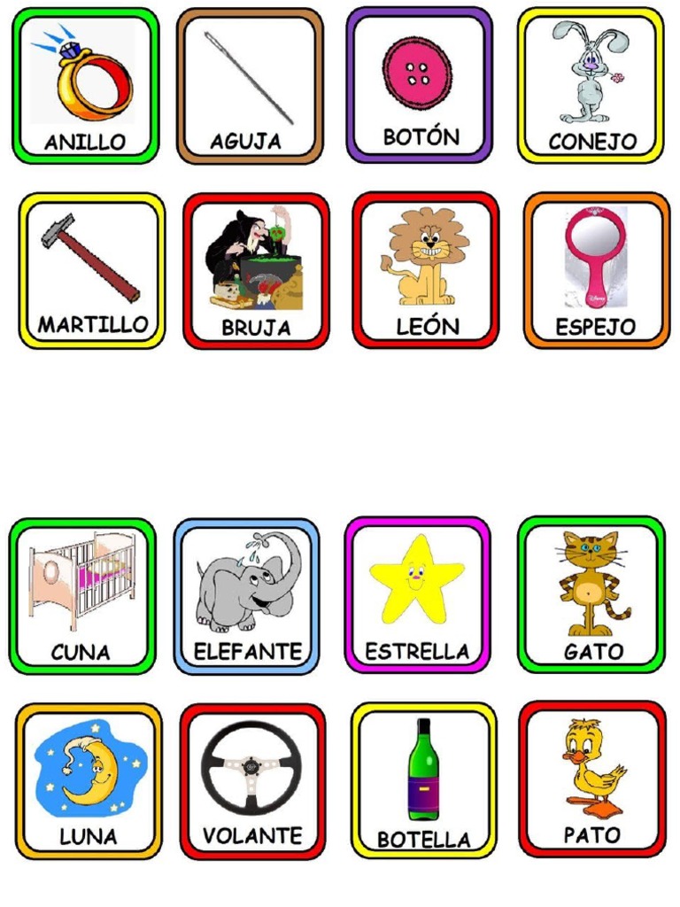 Laminas de Pares de Palabras Que Riman