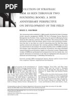 Evolution of Strategic HRM As Seen Through Two Founding Books A 30TH Anniversary Perspective On Development of The Field