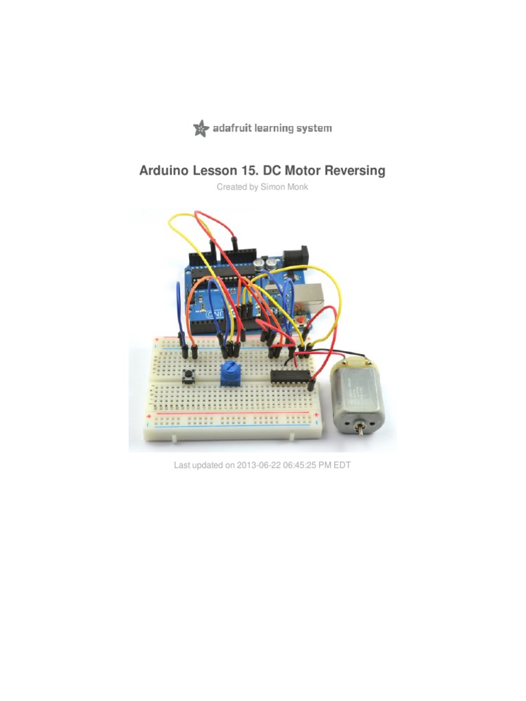 Adafruit Arduino Lesson 15 DC Motor Reversing PDF | PDF | Arduino ...