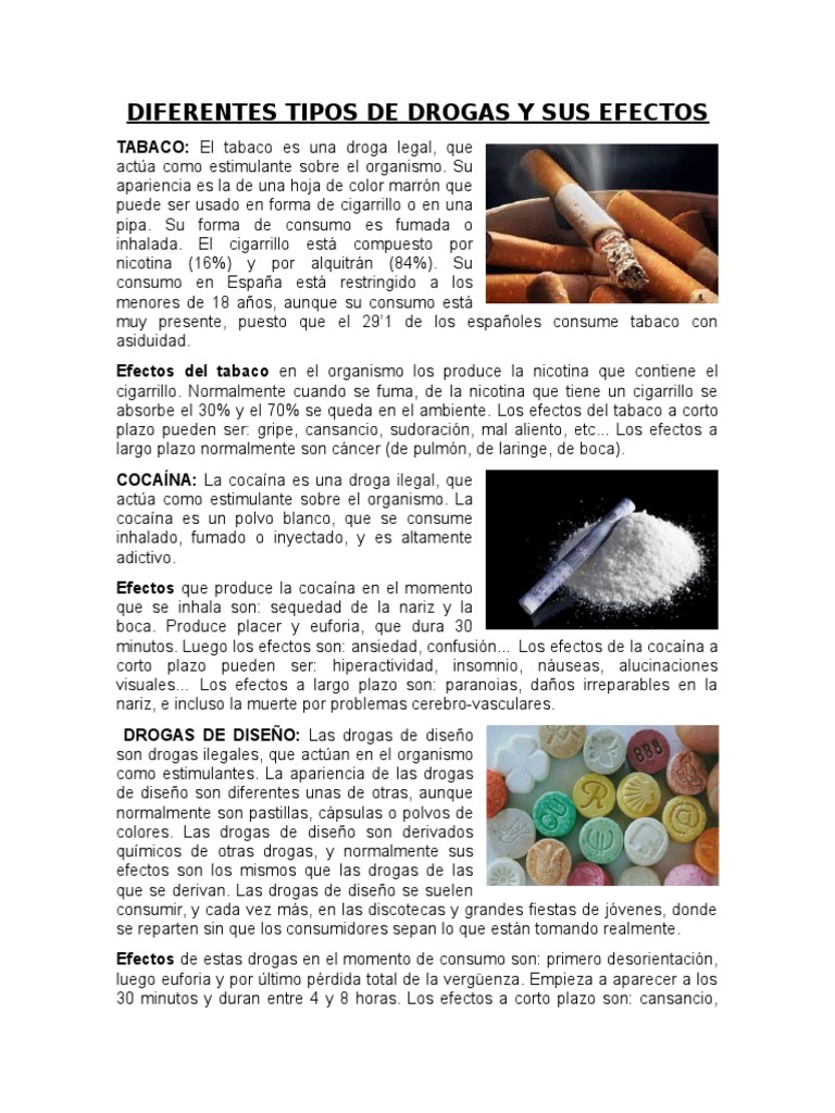 Diferentes Tipos de Drogas y Sus Efectos, Efectos Del