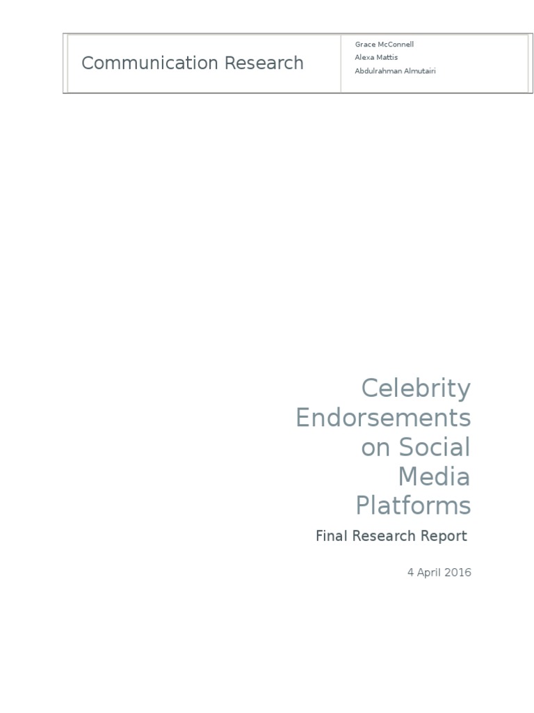 CR Research Report Final | PDF | Social Media | Popular Culture & Media ...