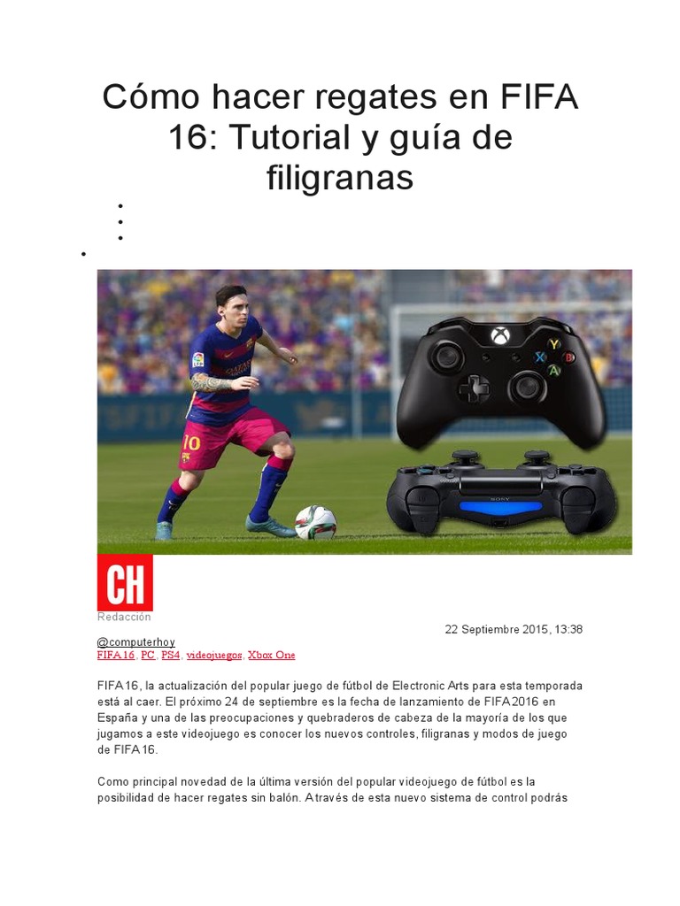 Polvoriento Apropiado Jarra 11 Cómo Hacer Regates en FIFA 16 Tutorial y Guía de Filigranas | PDF |  Juego de azar | Videojuegos