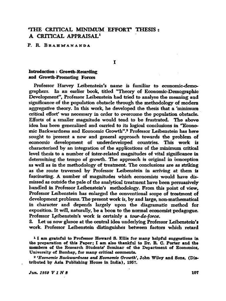 Explain critical minimum effort thesis image