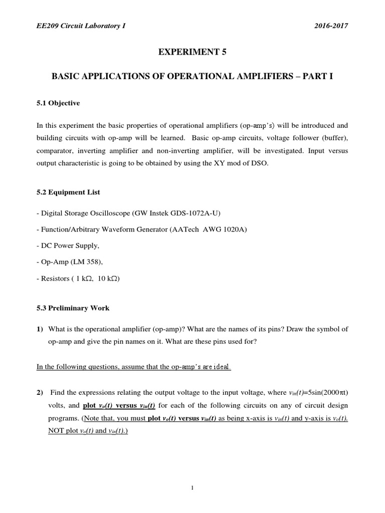 Op-Amp Basics: Circuit Applications | PDF | Operational Amplifier ...
