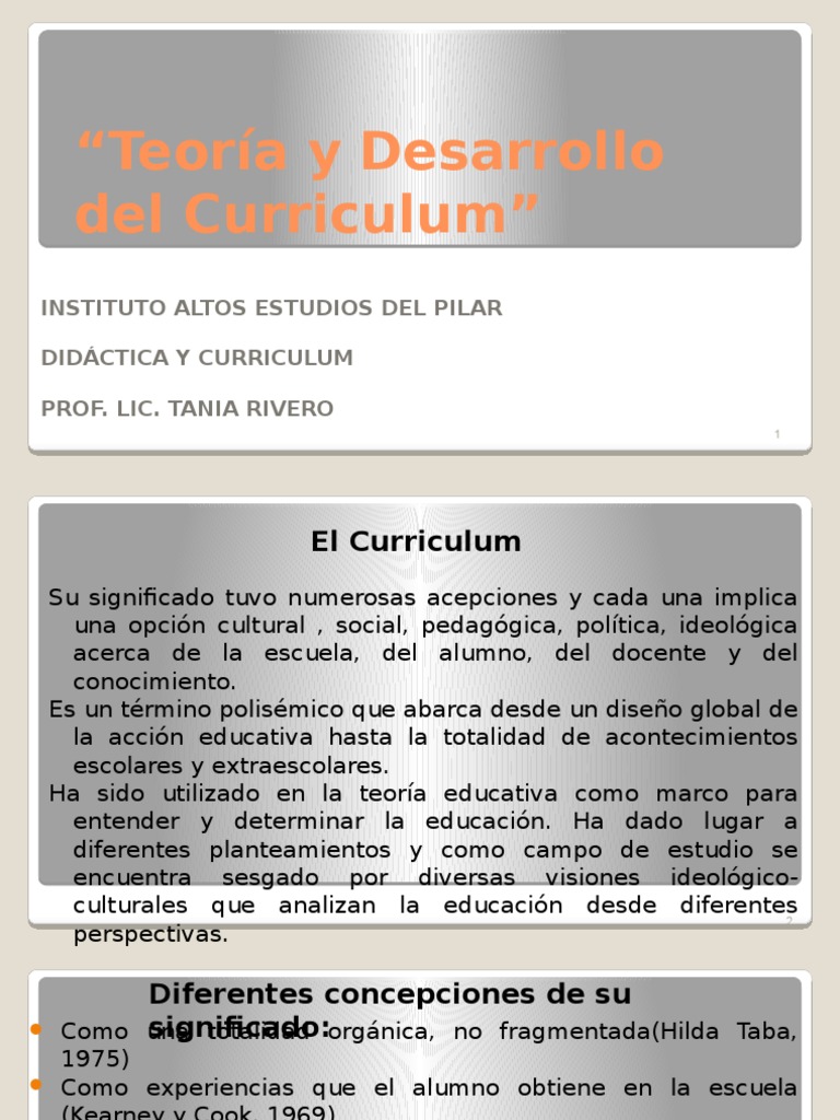 Teoría y Desarrollo Del Curriculum | PDF | Plan de estudios | Aprendizaje